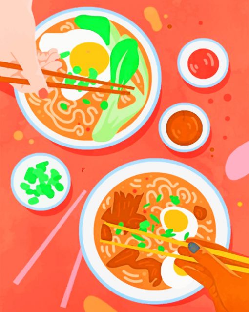 Chinese Food Illustration paint by numbers