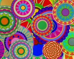 Colorful Circle Mandalas paint by number