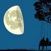 Couple Sitting On Swings Silhouette paint by number