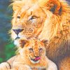 Dad Lion With Cub paint by numbers