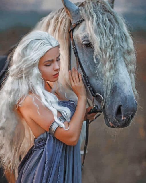 Daenerys Targaryen With Horse paint by numbers