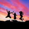 Friends Jumping For Joy Silhouette paint by number