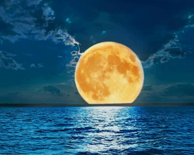 Full Moon Over The Ocean paint by number