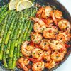 Garlic Butter Shrimp With Asparagus paint by numbers
