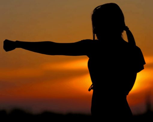 Girl Exercising Silhouette paint by number
