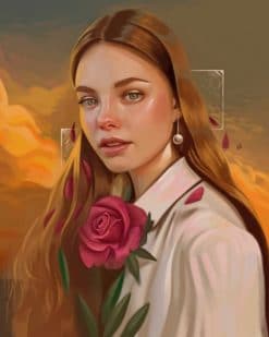 Girl With Flower Illustration paint by numbers