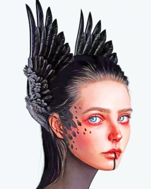 Girl With Wings Head paint by numbers