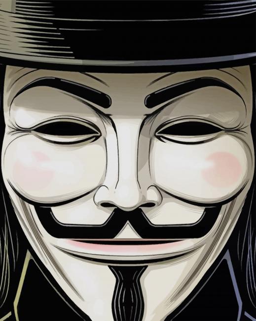 Guy Fawkes Face Mask Paint by numbers
