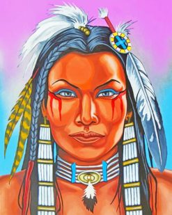 Red Indian Woman paint by numbers