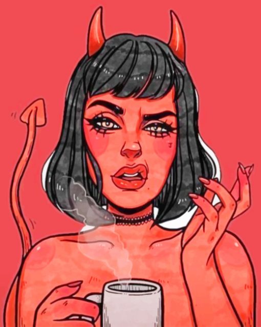 Illustration Of Devil Girl paint by numbers