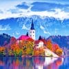 Lake Bled Castle Slovenia paint by numbers