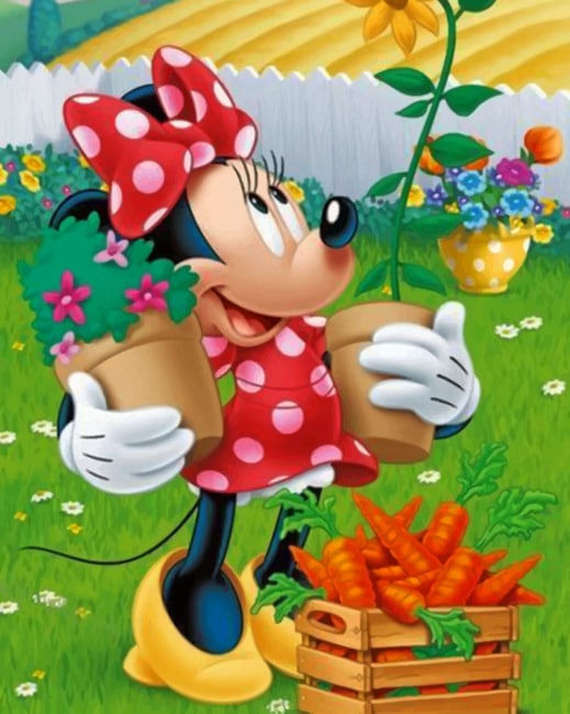 Minnie Mouse In The Garden paint by numbers