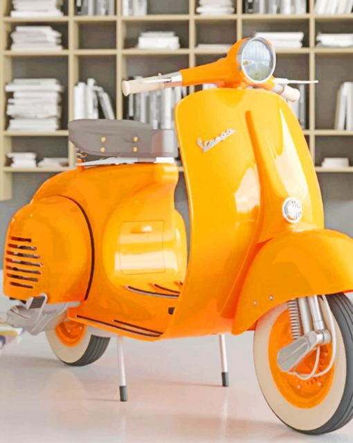 Orange Vespa Scooter painnt by numbers
