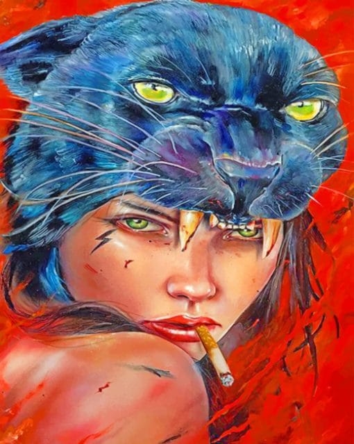 Panther Girl Art paint by numbers