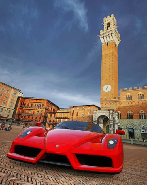 Red Ferrari In Palazzo Pubblico paint by numbers