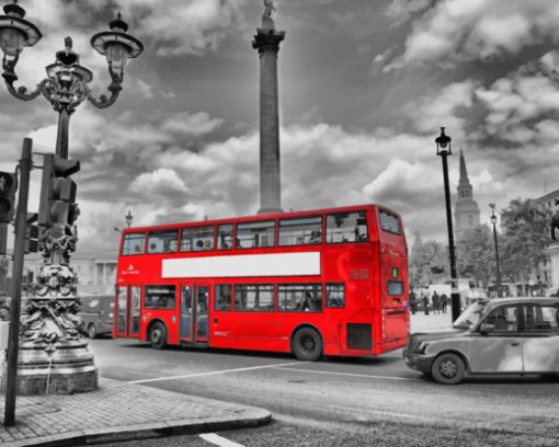 Red London Bus paint by number