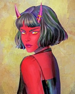 Red Tiefling Female paint by numbers