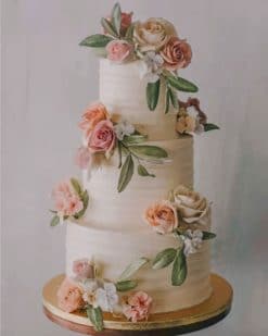 Rustic Floral Wedding Cake paint by numbers