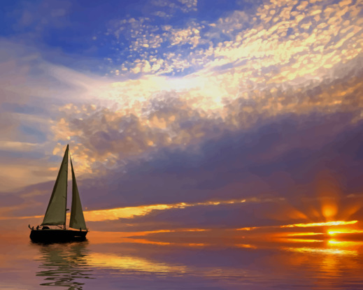 Sailing At Sunset paint by number
