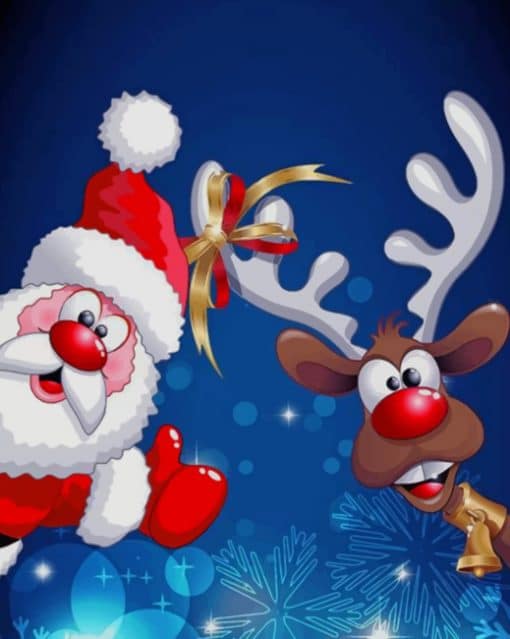 Santa Claus And Reindeer paint by numbers
