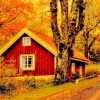 Small House In Autumn paint by number
