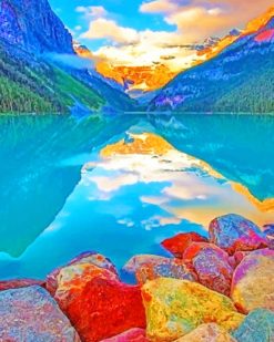Sunrise At Moraine Lake Lodge paint by numbers