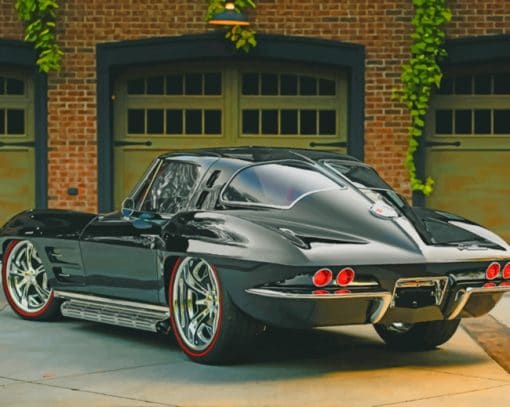 Vintage Black Chevrolet Corvette paint by numbers