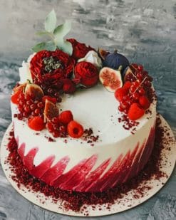 Whipped Cream Cake With Fruit paint by numbers