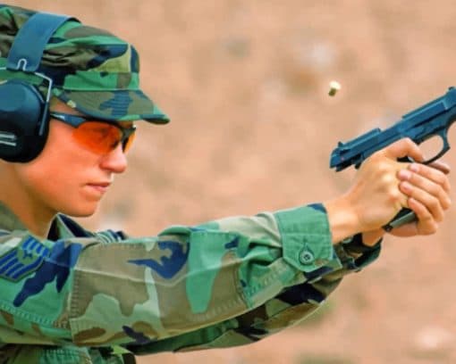 Woman Soldier Shooting paint by number
