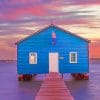 Wooden Hut Beach Sunset paint by numbers