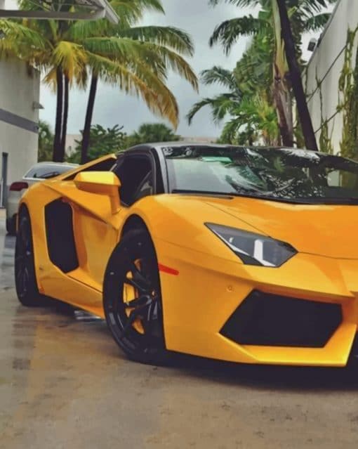 Yellow Lamborghin painnnt by numbers