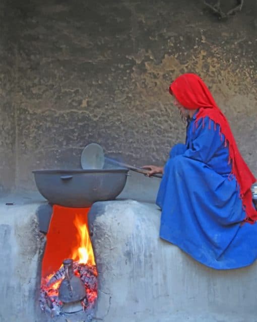 Afghani Woman Cooking Paint by numbers