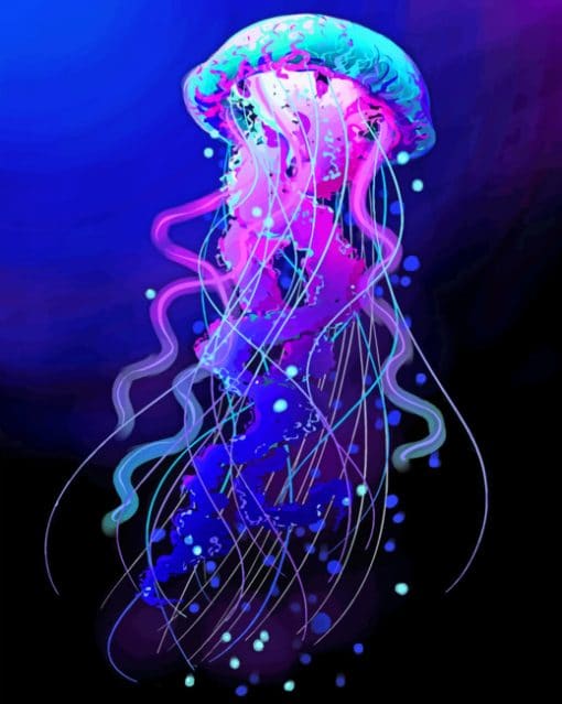 Blue And Pink Jellyfish paint by numbers