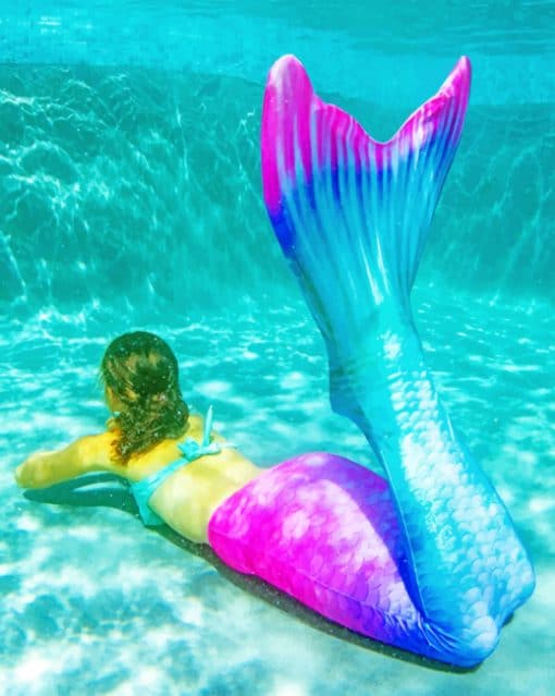 Blue And Pink Mermaid Tail paint by numbers