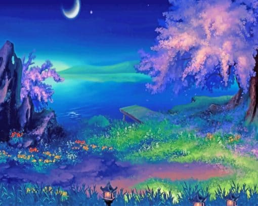 Fantasy Night Forest paint by numbers