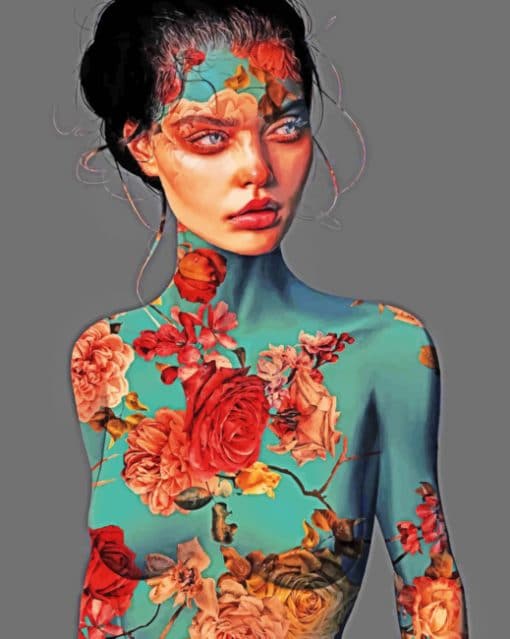 Floral Girl Artwork paint by numbers