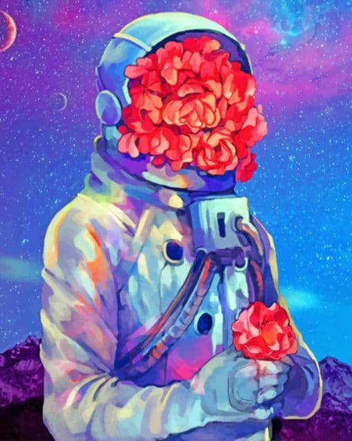 Floral Space Astronaut paint by numbers