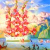 Floral Sailboat Art paint by numbers