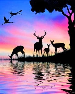 Forest Animals Silhouette paint by numbers