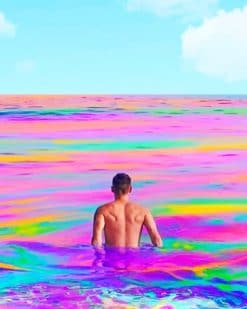 Man In Rainbow Ocean paint by numbers