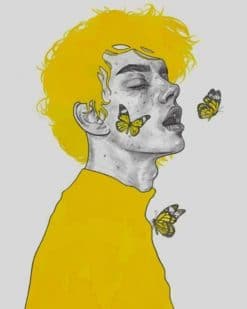 Man With Yellow Butterflies Paint by numbers