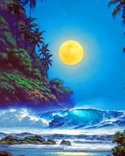 Moon Over Ocean Waves paint by numbers