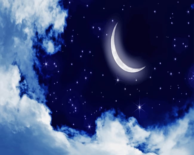 Moon and Stars In Sky paint by number