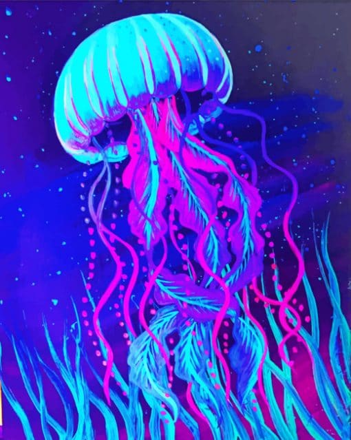 Neon Jellyfish paint by numbers