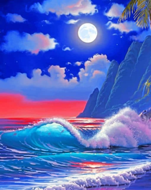 Ocean Waves At Night paint by numbers