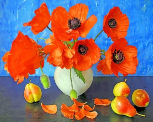 Orange Flower Vase paint by numbers