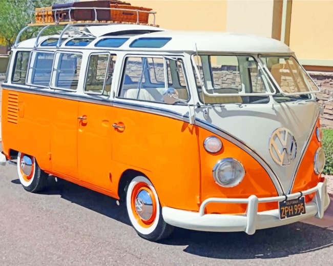 Orange And White VW Bus paint by numbers
