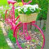 Pink Bike With Flowers Basket paint by numbers