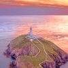 Sunset South Stack Lighthouse paint by numbers