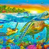 Tropical Fishes And Turtles paint by numbers